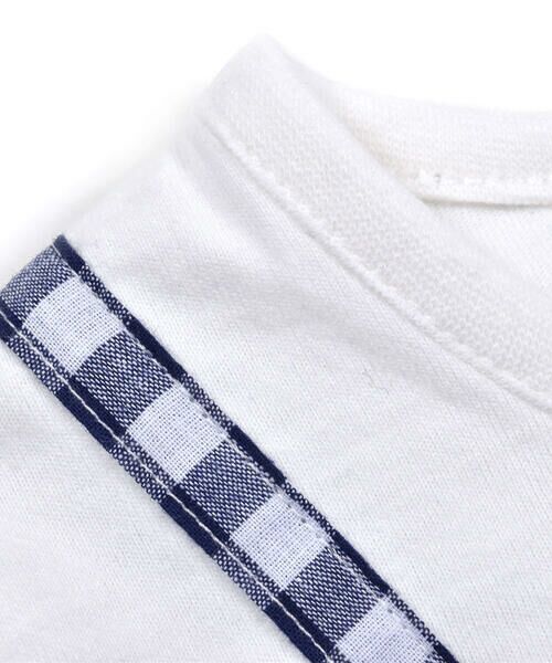 Noeil aime BeBe / ノイユ エーム べべ Tシャツ | ギンガムチェック 刺繍 ドッキング Tシャツ (80~130cm) | 詳細5