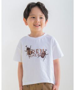 昆虫 カブトムシ プリント 天竺 Tシャツ (80~130cm)