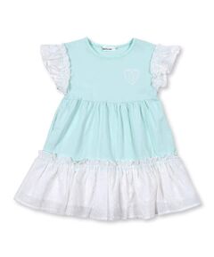 Noeil aime BeBe / ノイユ エーム べべ ワンピース | 袖 裾 フリル ハート チュール ロゴ 天竺 ワンピース (80~130cm)