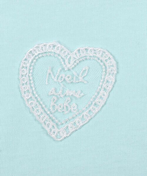 Noeil aime BeBe / ノイユ エーム べべ ワンピース | 袖 裾 フリル ハート チュール ロゴ 天竺 ワンピース (80~130cm) | 詳細15