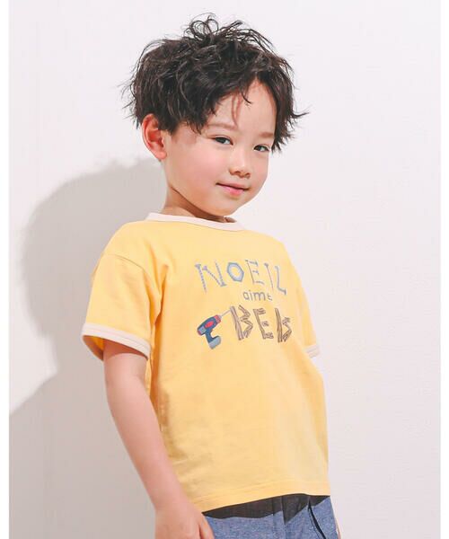 Noeil aime BeBe / ノイユ エーム べべ Tシャツ | ロゴ プリント 配色 切り替え 天竺 Tシャツ (80~130cm) | 詳細4