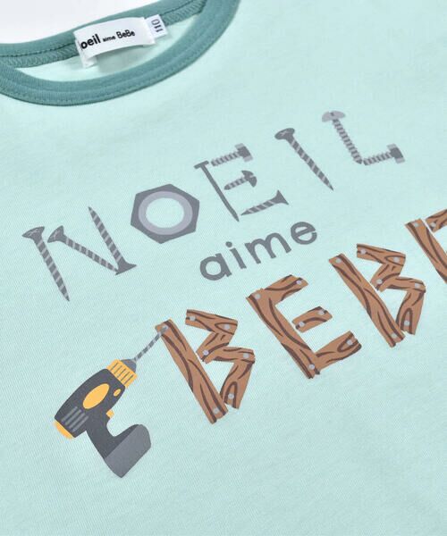 Noeil aime BeBe / ノイユ エーム べべ Tシャツ | ロゴ プリント 配色 切り替え 天竺 Tシャツ (80~130cm) | 詳細17