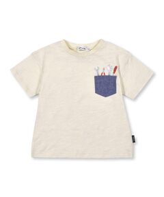 胸 ポケット 付 工具セット プリント 天竺 Tシャツ (80~130cm)