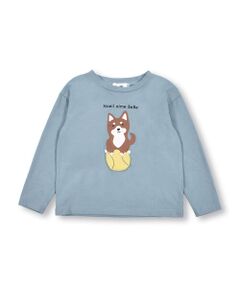 アニマル 前面 ハスキー 柴 犬 発砲 プリント 天竺 Tシャツ (80~130cm)