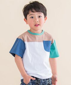 配色切り替え胸ポケットTシャツ (80~130cm)