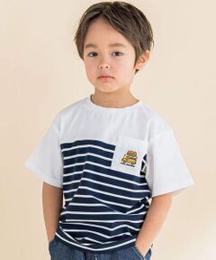 ボーダー切り替えキッチンカーポケットTシャツ(80~130cm)