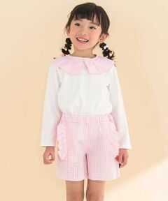 Noeil aime BeBe / ノイユ エーム べべ セットアップ | 【お揃い】ギンガムチェック付け襟Tシャツ+パンツセット(80~130cm)