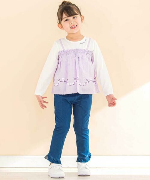 Noeil aime BeBe / ノイユ エーム べべ デニムパンツ | デニムニット裾フリルパンツ(90~130cm) | 詳細5