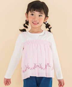 Noeil aime BeBe / ノイユ エーム べべ Tシャツ | キャミ重ね着風刺しゅうTシャツ(80~130cm)