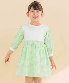 Noeil aime BeBe / ノイユ エーム べべ ミニ丈・ひざ丈ワンピース | 天竺ワッシャーチェックドッキングワンピース(80~130cm)