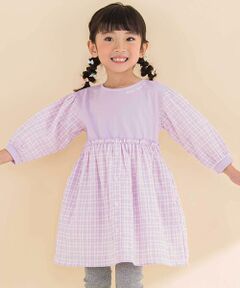 Noeil aime BeBe / ノイユ エーム べべ ミニ丈・ひざ丈ワンピース | 天竺ワッシャーチェックドッキングワンピース(80~130cm)