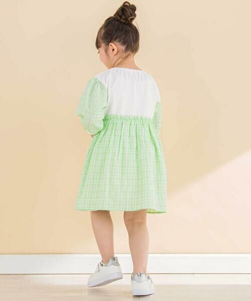 Noeil aime BeBe / ノイユ エーム べべ ミニ丈・ひざ丈ワンピース | 天竺ワッシャーチェックドッキングワンピース(80~130cm) | 詳細2