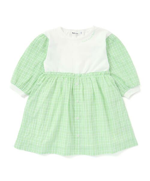 Noeil aime BeBe / ノイユ エーム べべ ミニ丈・ひざ丈ワンピース | 天竺ワッシャーチェックドッキングワンピース(80~130cm) | 詳細3