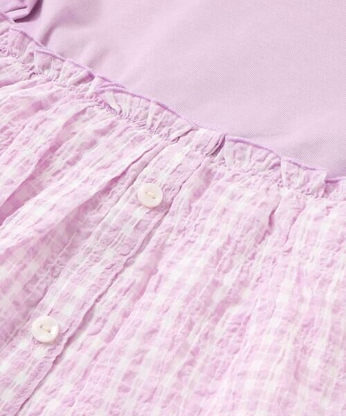 Noeil aime BeBe / ノイユ エーム べべ ミニ丈・ひざ丈ワンピース | 天竺ワッシャーチェックドッキングワンピース(80~130cm) | 詳細12