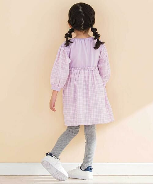 Noeil aime BeBe / ノイユ エーム べべ ミニ丈・ひざ丈ワンピース | 天竺ワッシャーチェックドッキングワンピース(80~130cm) | 詳細6