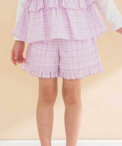 Noeil aime BeBe / ノイユ エーム べべ ショート・ハーフ・半端丈パンツ | 【お揃い】ワッシャーチェック裾フリルパンツ(90~130cm)