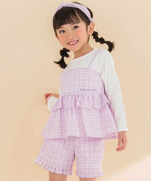 Noeil aime BeBe / ノイユ エーム べべ ショート・ハーフ・半端丈パンツ | 【お揃い】ワッシャーチェック裾フリルパンツ(90~130cm) | 詳細10