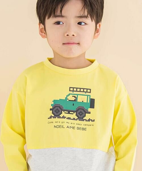 Noeil aime BeBe / ノイユ エーム べべ Tシャツ | 天竺スパンフライス配色くるまプリント長袖Tシャツ(80~130cm) | 詳細2