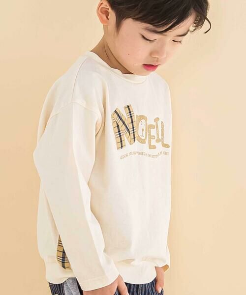 Noeil aime BeBe / ノイユ エーム べべ Tシャツ | 天竺チェックロゴ長袖Tシャツ(80~130cm) | 詳細2