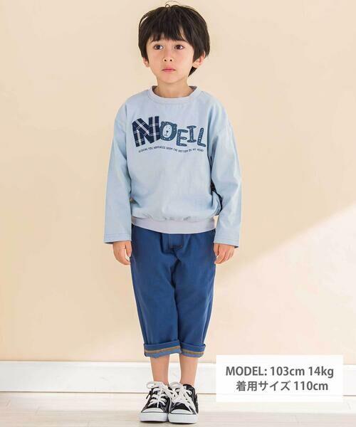 Noeil aime BeBe / ノイユ エーム べべ Tシャツ | 天竺チェックロゴ長袖Tシャツ(80~130cm) | 詳細6