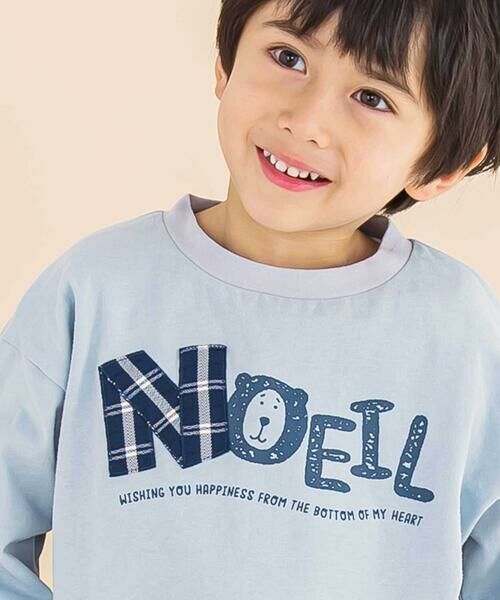 Noeil aime BeBe / ノイユ エーム べべ Tシャツ | 天竺チェックロゴ長袖Tシャツ(80~130cm) | 詳細7