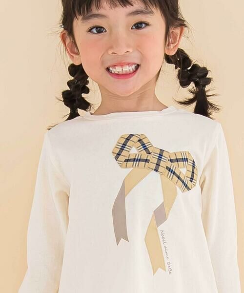Noeil aime BeBe / ノイユ エーム べべ Tシャツ | 天竺チェックリボン長袖Tシャツ(80~130cm) | 詳細2