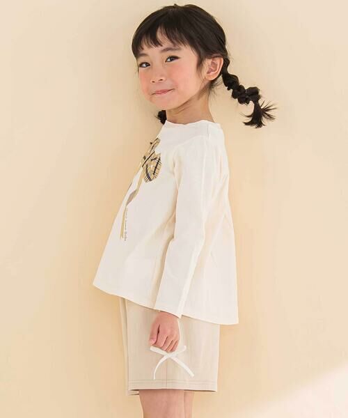 Noeil aime BeBe / ノイユ エーム べべ Tシャツ | 天竺チェックリボン長袖Tシャツ(80~130cm) | 詳細3