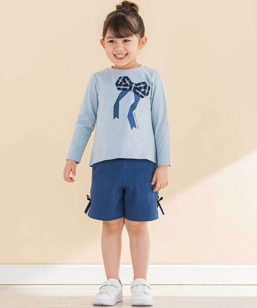 Noeil aime BeBe / ノイユ エーム べべ Tシャツ | 天竺チェックリボン長袖Tシャツ(80~130cm) | 詳細7