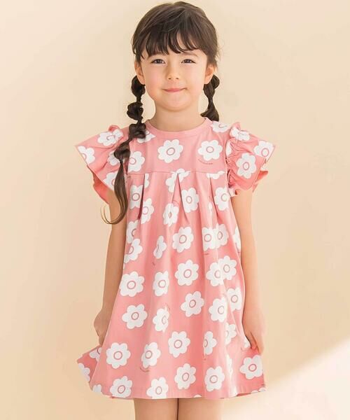 Noeil aime BeBe/ノイユ エーム べべ 【お揃い】花柄プリント天竺ワンピース(80~130cm) ピンク系 130cm Noeil aime BeBe/ノイユ エーム べべ 【お揃い】花柄プリント天竺ワンピース(80~130cm) ピンク系 130cm