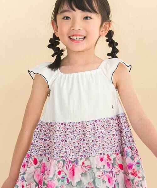 Noeil aime BeBe / ノイユ エーム べべ ミニ丈・ひざ丈ワンピース | 【お揃い】花柄チェックティアードワンピース(90~130cm) | 詳細2