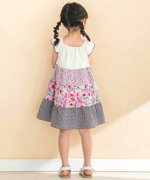 Noeil aime BeBe / ノイユ エーム べべ ミニ丈・ひざ丈ワンピース | 【お揃い】花柄チェックティアードワンピース(90~130cm) | 詳細3