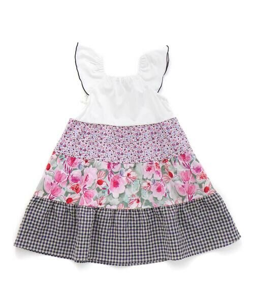 Noeil aime BeBe / ノイユ エーム べべ ミニ丈・ひざ丈ワンピース | 【お揃い】花柄チェックティアードワンピース(90~130cm) | 詳細5