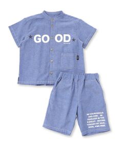 Noeil aime BeBe / ノイユ エーム べべ シャツ・ブラウス | 【お揃い】リップストップ・ダンガリー半袖シャツ+パンツセットアップ(90~130cm)