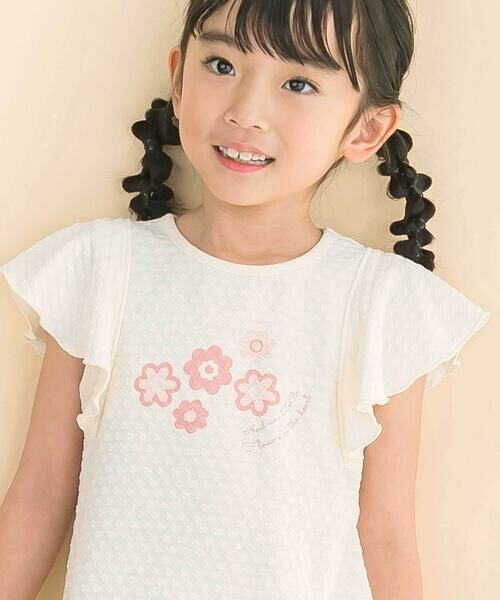 Noeil aime BeBe / ノイユ エーム べべ Tシャツ | フレアスリーブお花プリント半袖Tシャツ(80~130cm) | 詳細2