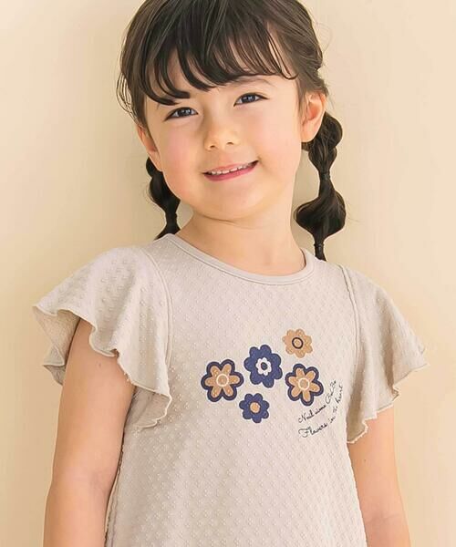 Noeil aime BeBe / ノイユ エーム べべ Tシャツ | フレアスリーブお花プリント半袖Tシャツ(80~130cm) | 詳細8