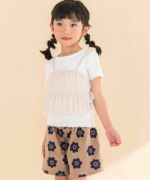 Noeil aime BeBe / ノイユ エーム べべ Tシャツ | チュールキャミソール重ね着フライス半袖Tシャツセット(90~130cm) | 詳細2