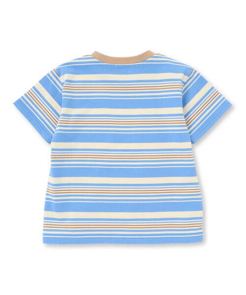 Noeil aime BeBe / ノイユ エーム べべ Tシャツ | ボーダー切り替え車プリント半袖Tシャツ(80~120cm) | 詳細4