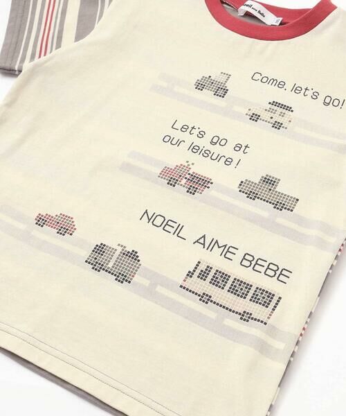 Noeil aime BeBe / ノイユ エーム べべ Tシャツ | ボーダー切り替え車プリント半袖Tシャツ(80~120cm) | 詳細10