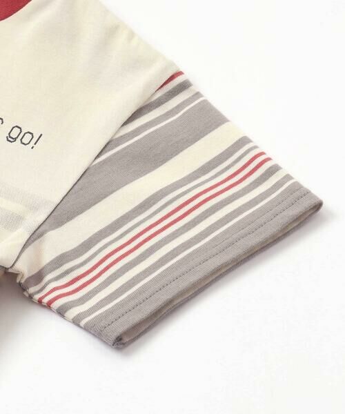 Noeil aime BeBe / ノイユ エーム べべ Tシャツ | ボーダー切り替え車プリント半袖Tシャツ(80~120cm) | 詳細12