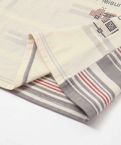 Noeil aime BeBe / ノイユ エーム べべ Tシャツ | ボーダー切り替え車プリント半袖Tシャツ(80~120cm) | 詳細13