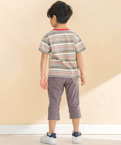 Noeil aime BeBe / ノイユ エーム べべ Tシャツ | ボーダー切り替え車プリント半袖Tシャツ(80~120cm) | 詳細6