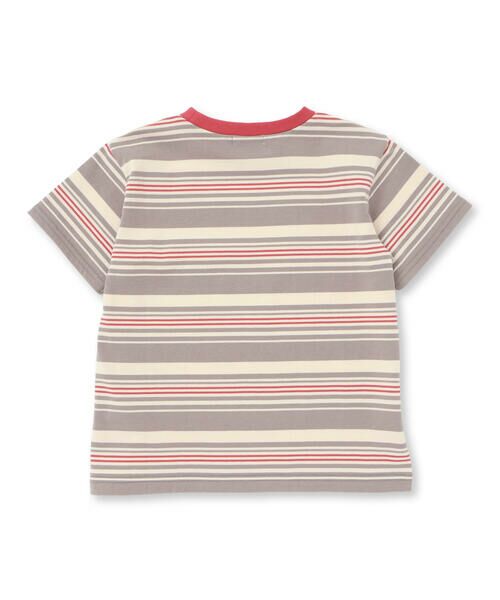 Noeil aime BeBe / ノイユ エーム べべ Tシャツ | ボーダー切り替え車プリント半袖Tシャツ(80~120cm) | 詳細8