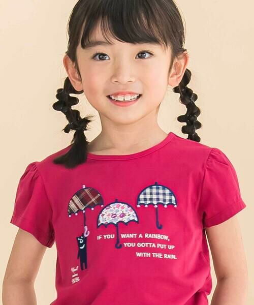 Noeil aime BeBe / ノイユ エーム べべ Tシャツ | 【お揃い】天竺花柄チェックパッチパフスリーブ半袖Tシャツ(80~130cm) | 詳細8