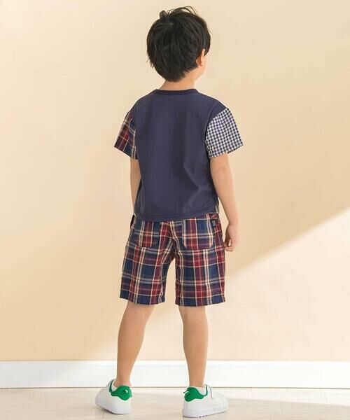 Noeil aime BeBe / ノイユ エーム べべ Tシャツ | 袖チェック配色半袖Tシャツ(80~130cm) | 詳細3