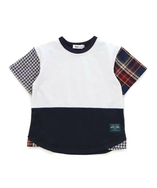 Noeil aime BeBe / ノイユ エーム べべ Tシャツ | 袖チェック配色半袖Tシャツ(80~130cm) | 詳細5