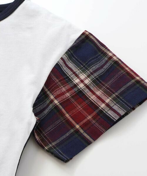 Noeil aime BeBe / ノイユ エーム べべ Tシャツ | 袖チェック配色半袖Tシャツ(80~130cm) | 詳細8