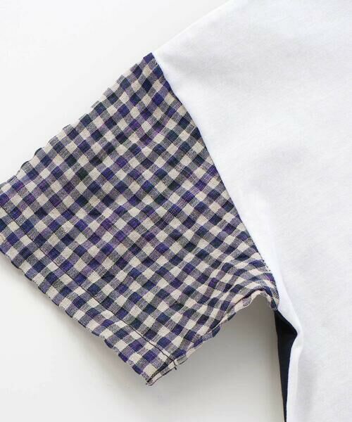 Noeil aime BeBe / ノイユ エーム べべ Tシャツ | 袖チェック配色半袖Tシャツ(80~130cm) | 詳細9