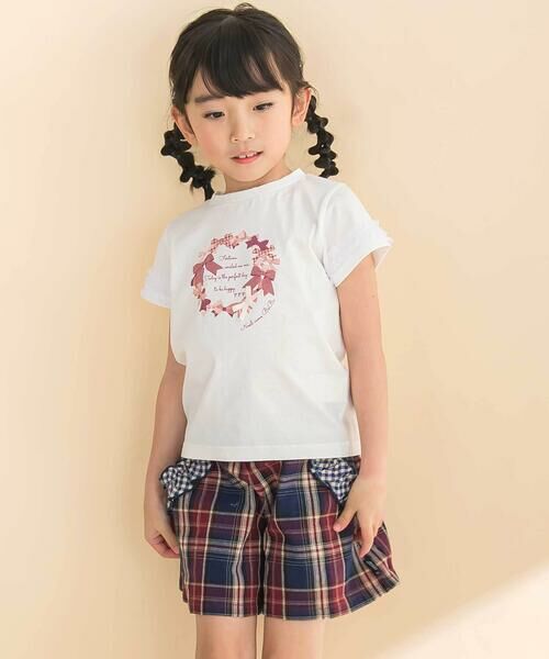 Noeil aime BeBe / ノイユ エーム べべ Tシャツ | 天竺袖フリルリボンプリント半袖Tシャツ(80~130cm) | 詳細2