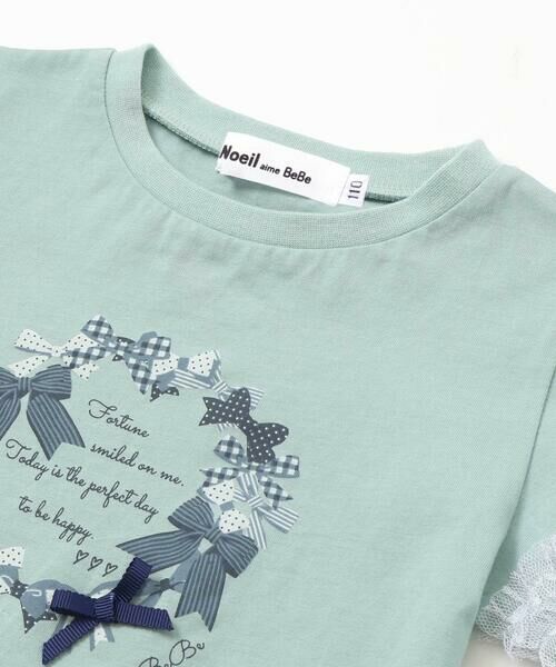 Noeil aime BeBe / ノイユ エーム べべ Tシャツ | 天竺袖フリルリボンプリント半袖Tシャツ(80~130cm) | 詳細10