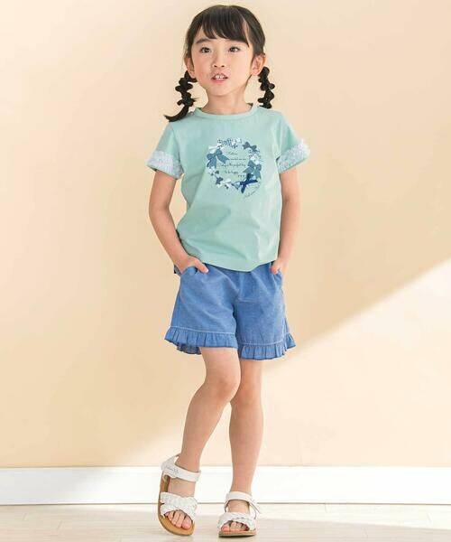 Noeil aime BeBe / ノイユ エーム べべ Tシャツ | 天竺袖フリルリボンプリント半袖Tシャツ(80~130cm) | 詳細6